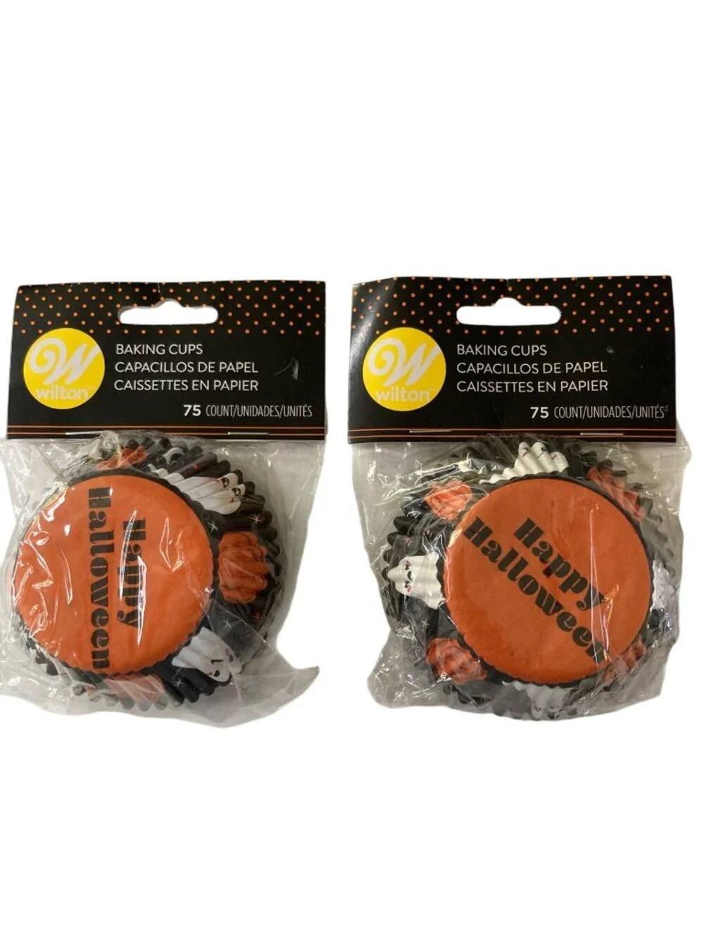 Wilton Happy Halloween Ghost Pumpkin Baking Cup Liners Cupcake 2 Pkgs 75 Each
